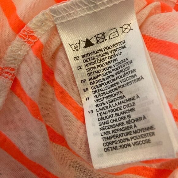 H&M Coral&Tan Semi Sheer Striped Light Top M - Picture 4 of 8